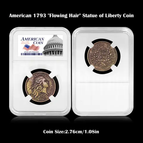 1793 American "Flying Hair" Statue of Liberty 1 Cent Replica Coin Home Decoration Collectible Commemorative Medal Holiday Gift