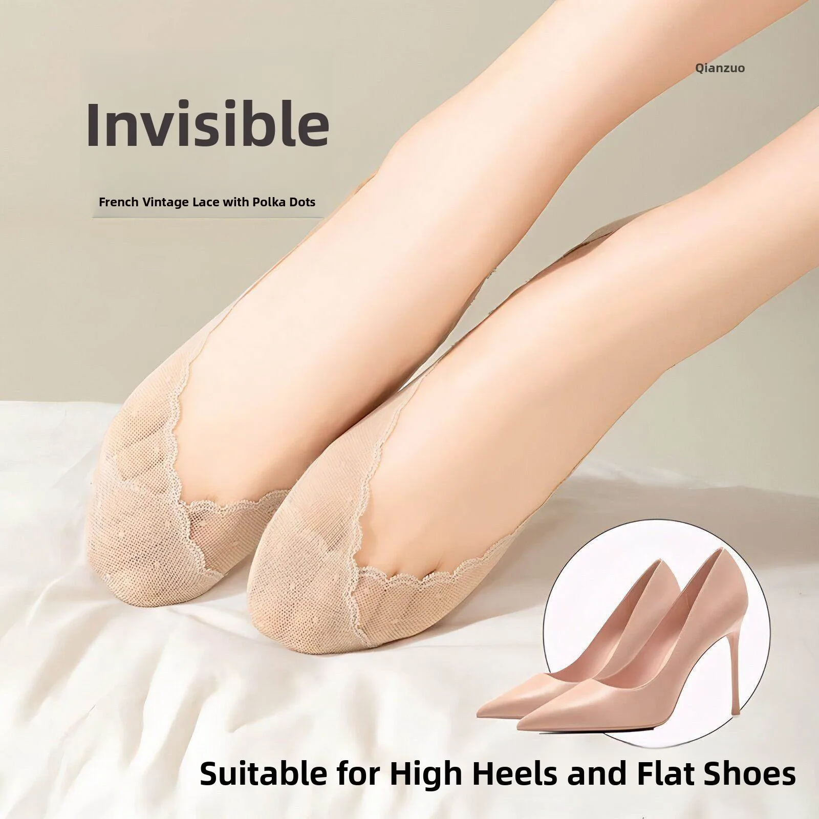 Lace Invisible Socks Women's Spring Summer Thin Non-Slip Low Cut Shoe Anti-Slip High Heel Match Luxury Style Ultra Thin Boat ...