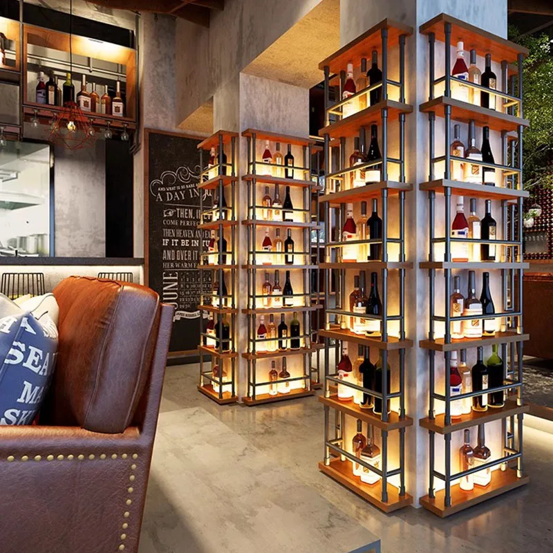 Commercial Wall Bar Cabinet Wine Rack Storage Display Bar Cabinet Wine Rack Standing Tall Botellero Vino Drinking Bar Furniture