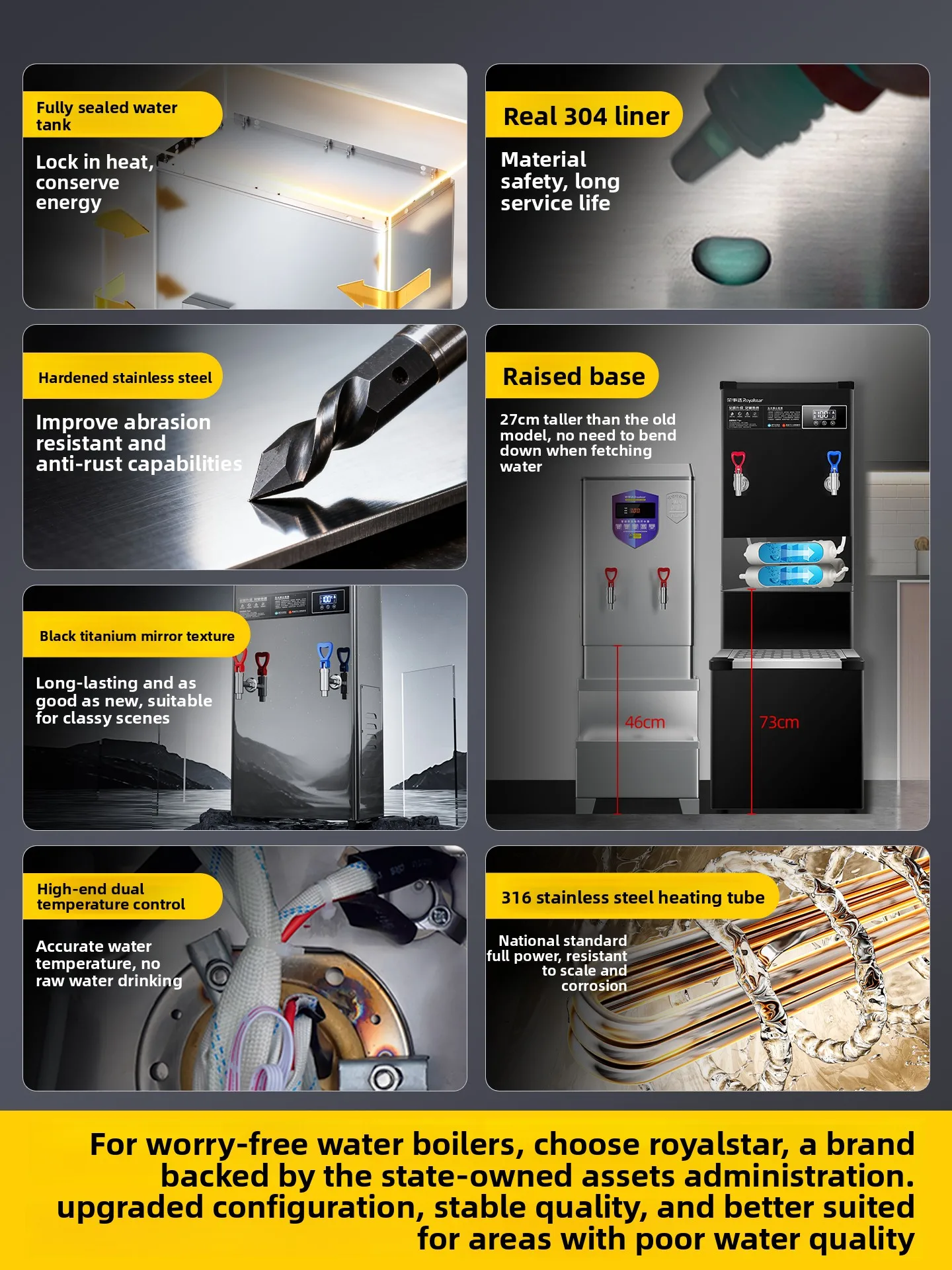 Double temperature water heater, commercial built-in filtered drinking water factory