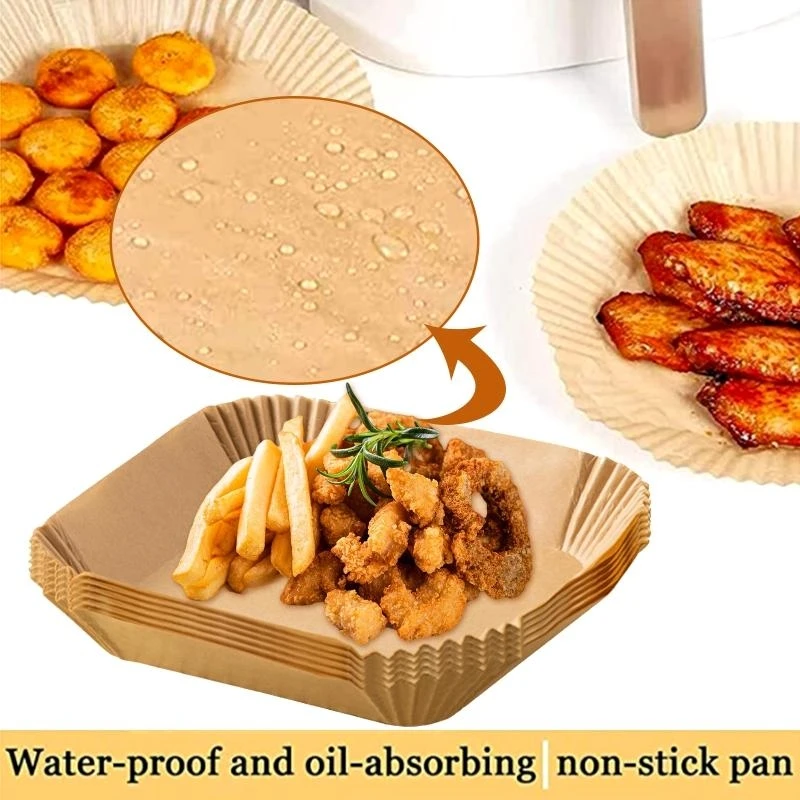 0XLD 50 Pieces Air Fryer Parchment Paper for Baking Keep Your Air Fryer Clean Durable Healthy and Reliable Material Durable