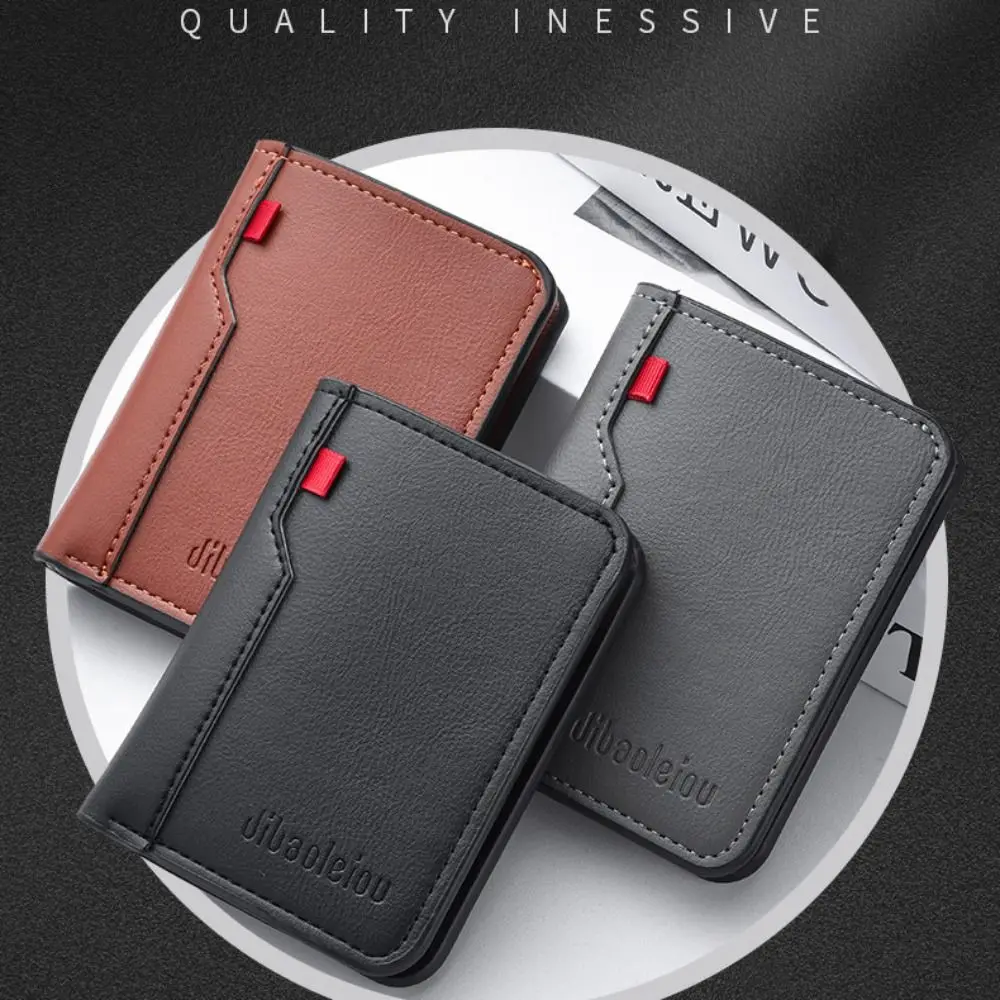 Minimalist PU Leather Retro Men's Wallet Ultra Thin Soft Multiple Pockets Lightweight Coin Purse Men