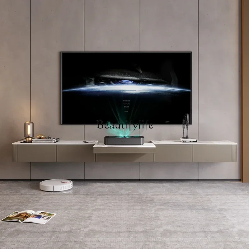 

yj58 Light luxury suspended wall-mounted simple wall-mounted telescopic projector laser TV cabinet