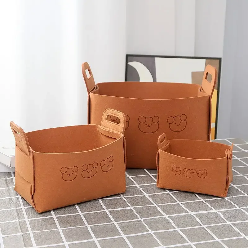 New Folding Felt Storage Basket Desktop Finishing Storage Box Family Portable Luggage Clothes Shoes Storage Bags Supplies