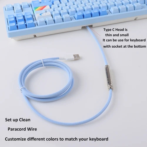 Conector de aviador corto y inteligente LANO, Mini Cable de teclado en espiral XLR tipo C, grueso, blanco, negro y dorado para teclado mecánico