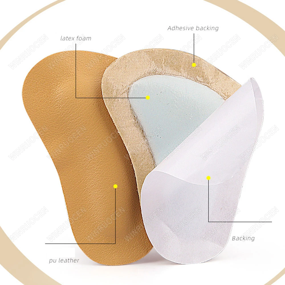Leather Insoles Sports Arch Support Half Cushion Orthopedic Foot Pads Flat Foot Correcting Inner Insoles foot care man women