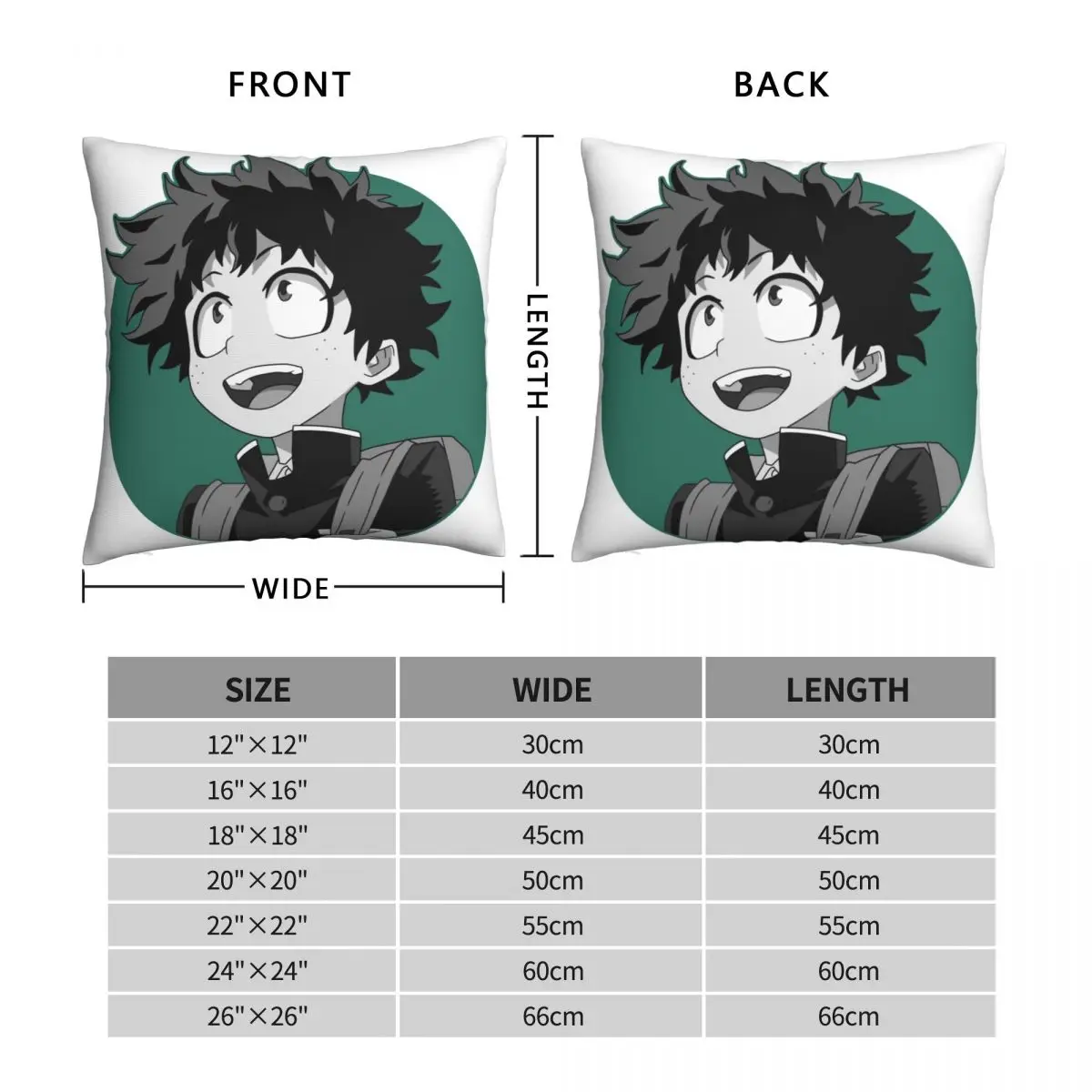 Midoriya Izuku Pillowcase Polyester Linen Velvet Printed Zip Decor Throw Pillow Case Sofa Seater Cushion Case