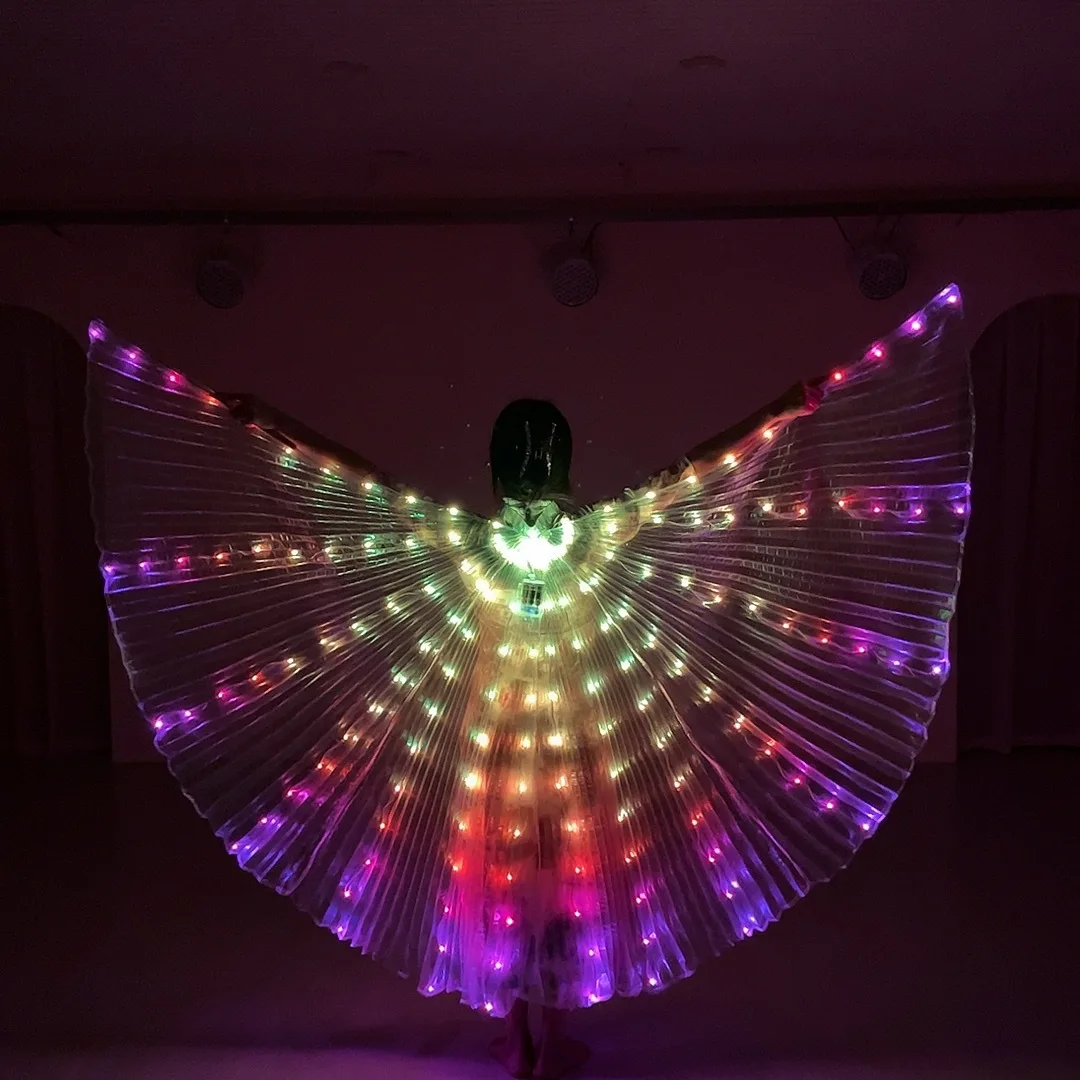 

LED Lights Belly Dance Isis Wings Kids Light Up Fairy Wings Halloween Cosplay Accessories Stage Show Props Girl Glow in the Dark