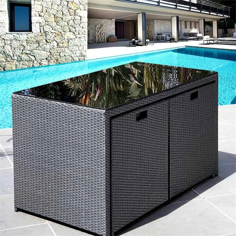 Outdoor terrace furniture with glass table waterproof, eco-friendly, durable, comfortable