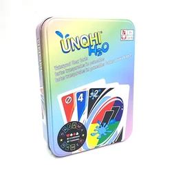 Mattel UNO no mercy Tin Box Classic style Games Family Funny Entertainment Board Game Fun Playing Cards Kids Toys Gift Box