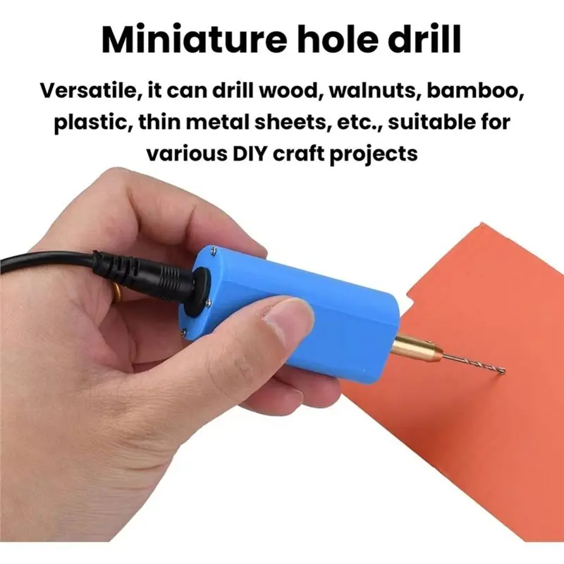VEHO-Miniature USB Drill 10000 RPM High Speed 5V Rotary Tool For DIY Wood Plastic Drilling With 1.5M Cable 3/6 Drill Bits