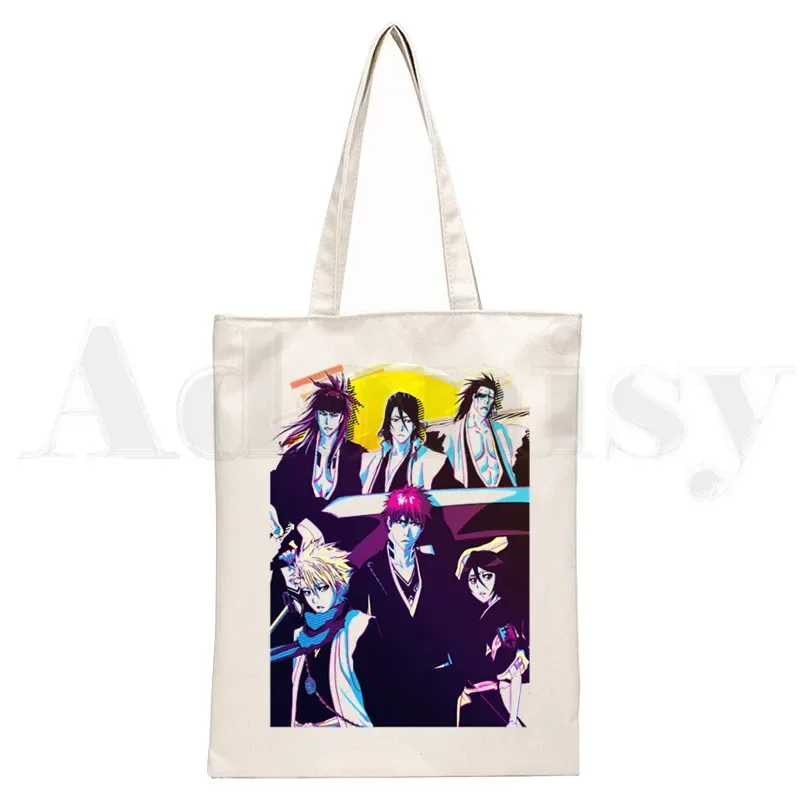 BLEACH-Anime Japonês Manga Bolsas De Ombro, Ichigo Kuchiki Byakuya, Bolsa De Compras Casual, Unisex Elegante Bolsa De Lona