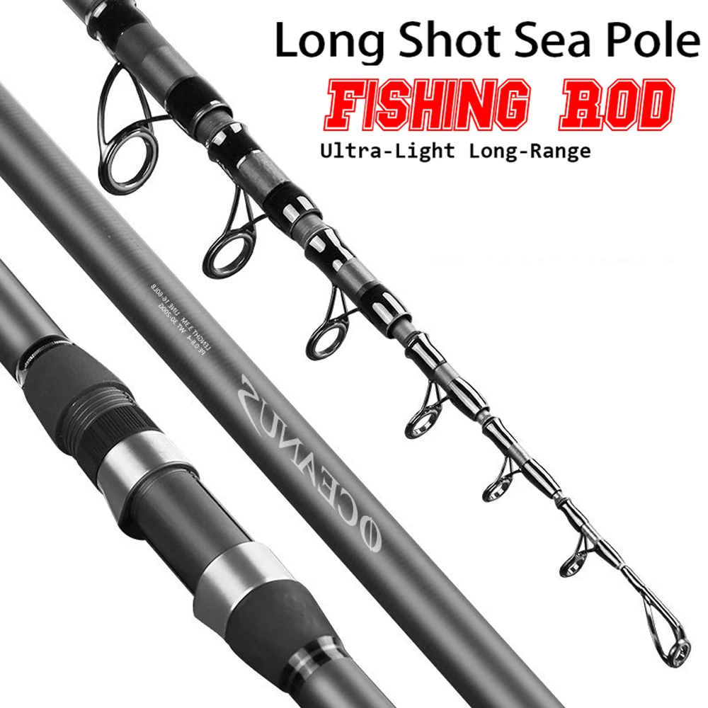 Carbon Telescopic Fishing Rod 2.7M-5.4M Long Shot Sea Pole Ultra-Light Distance Throwing Rods Travel Carp Fishing Lure Tackle