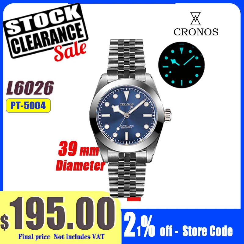 Cronos BB39mm NH35 Business Kleid Mechanische Uhr Für Mann Automatische Saphir Schneeflocke Hände 20Bar Wasserdicht BGW-9 Lum L6025