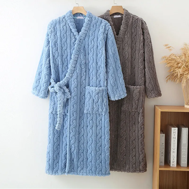 

Зимняя одежда для сна, халат, толстый теплый халат, женская домашняя одежда, фланелевые свадебные платья для сна, свободный халат из кораллового флиса для душа