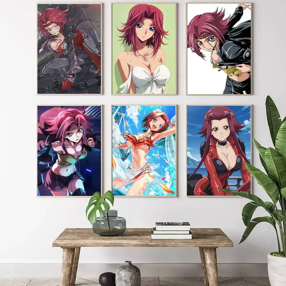 Kallen Animated Character Code Geass Poster Art Sticky Wall Waterproof Home Living Room Bedroom Bar Aesthetic Decoration