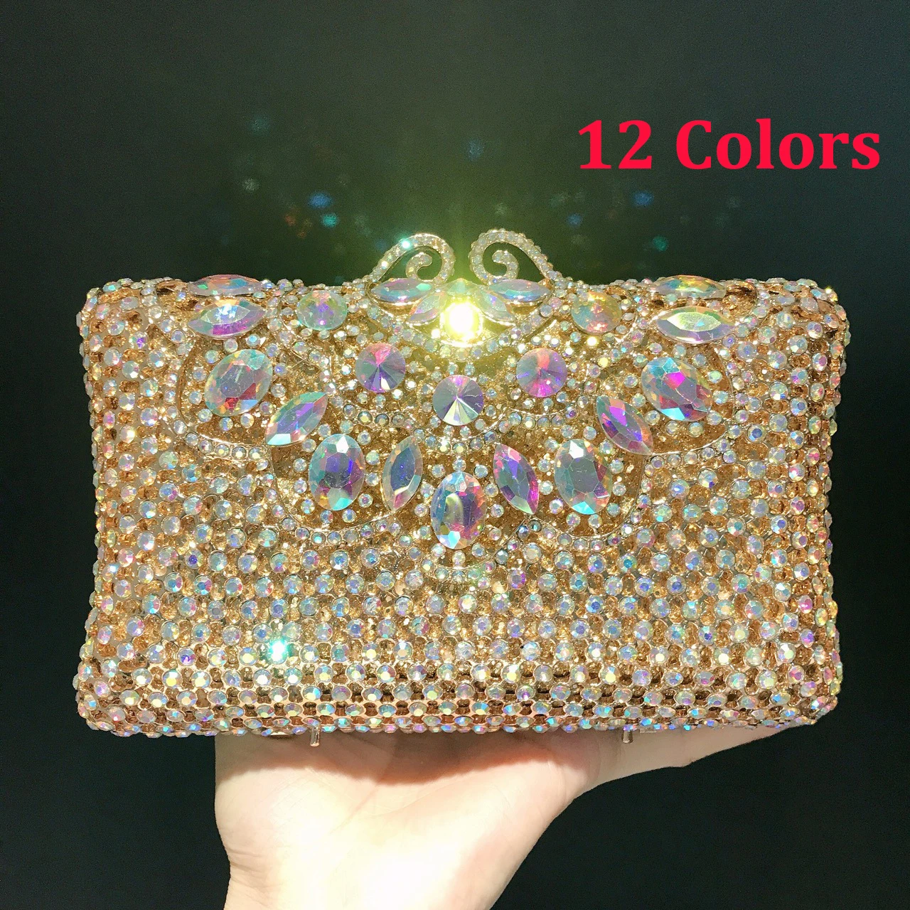 WHTUOHENG Luxury Rhinestone Evening Bag Diamond Prom Clutches Crystal Formal Purse Women Big Stone Bridal Wedding Party Handbag