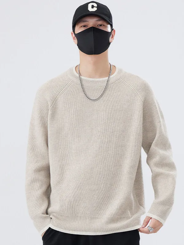 

American Sle Thiened round Ne Knitted Sweater Men's Autumn Winter Faion Simple Match Warm Base Layer Top