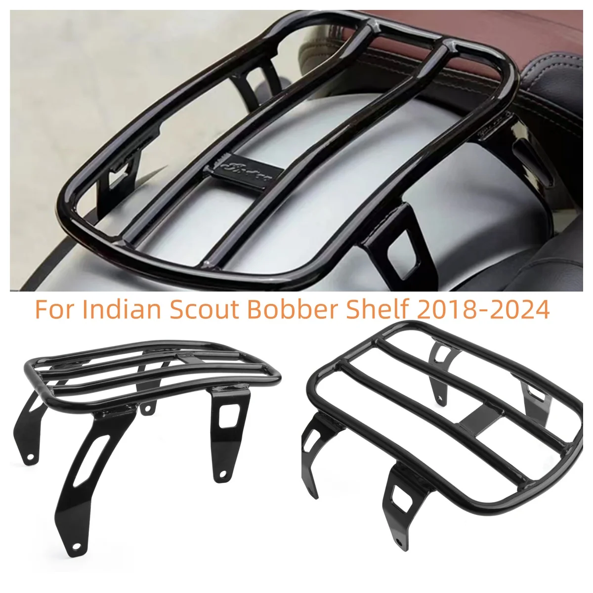 

Rear Low Profile Luggage Mounting Rack Gloss Black For Indian Scout Bobber Motorcycle Accessory 2018-2024