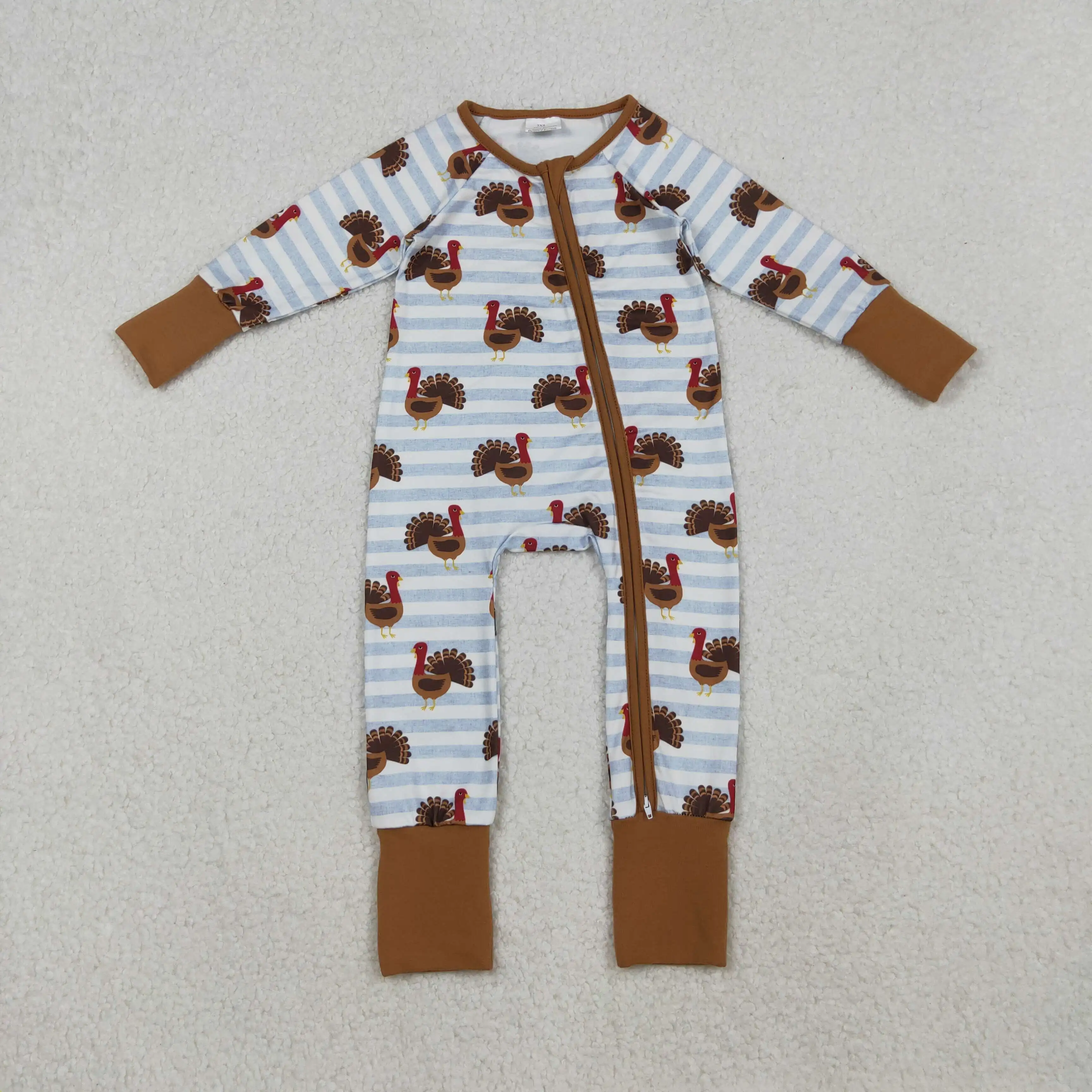 

z1015-19 LR1191 Wholesale baby rompers kids clothes boy Thanksgiving turkey long sleeve romper Boutique clothing