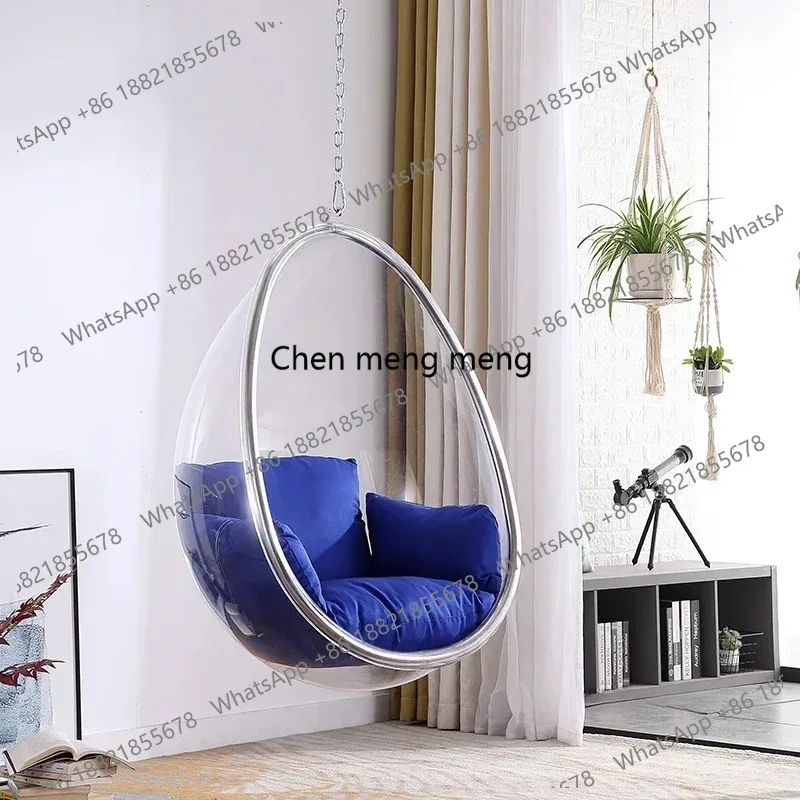 Nordic Patio Swing Hammock Balcony Leisure Egg-shaped Chair Indoor and Outdoor Swing Creative Acrylic Transparent Hanging Bask