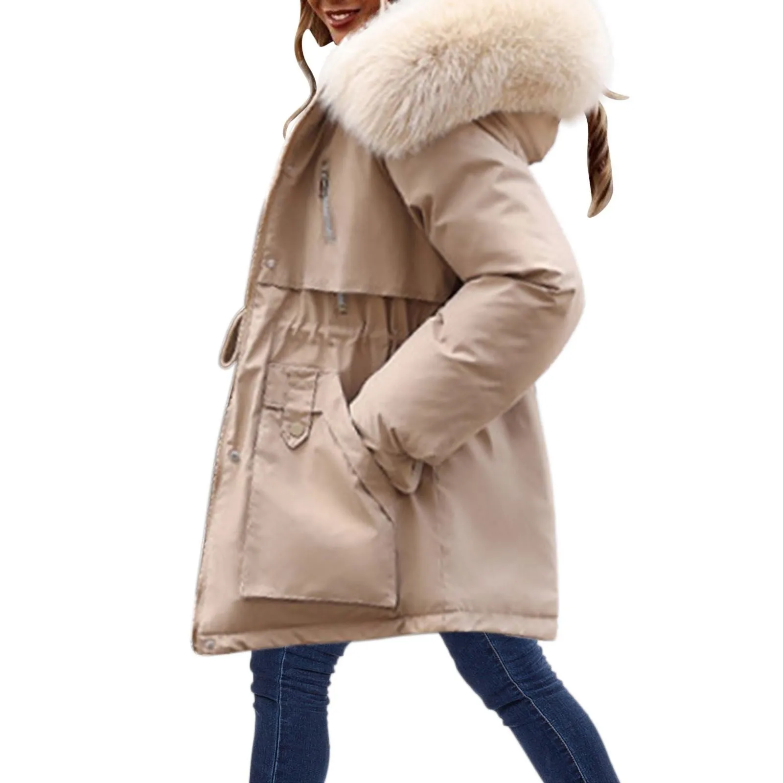 Winter jacke Frauen Daunen mantel Winter Parka Frau lose plus Velet dicke Jacke Winter mäntel warmes Fell Langarm Kapuze Mujer