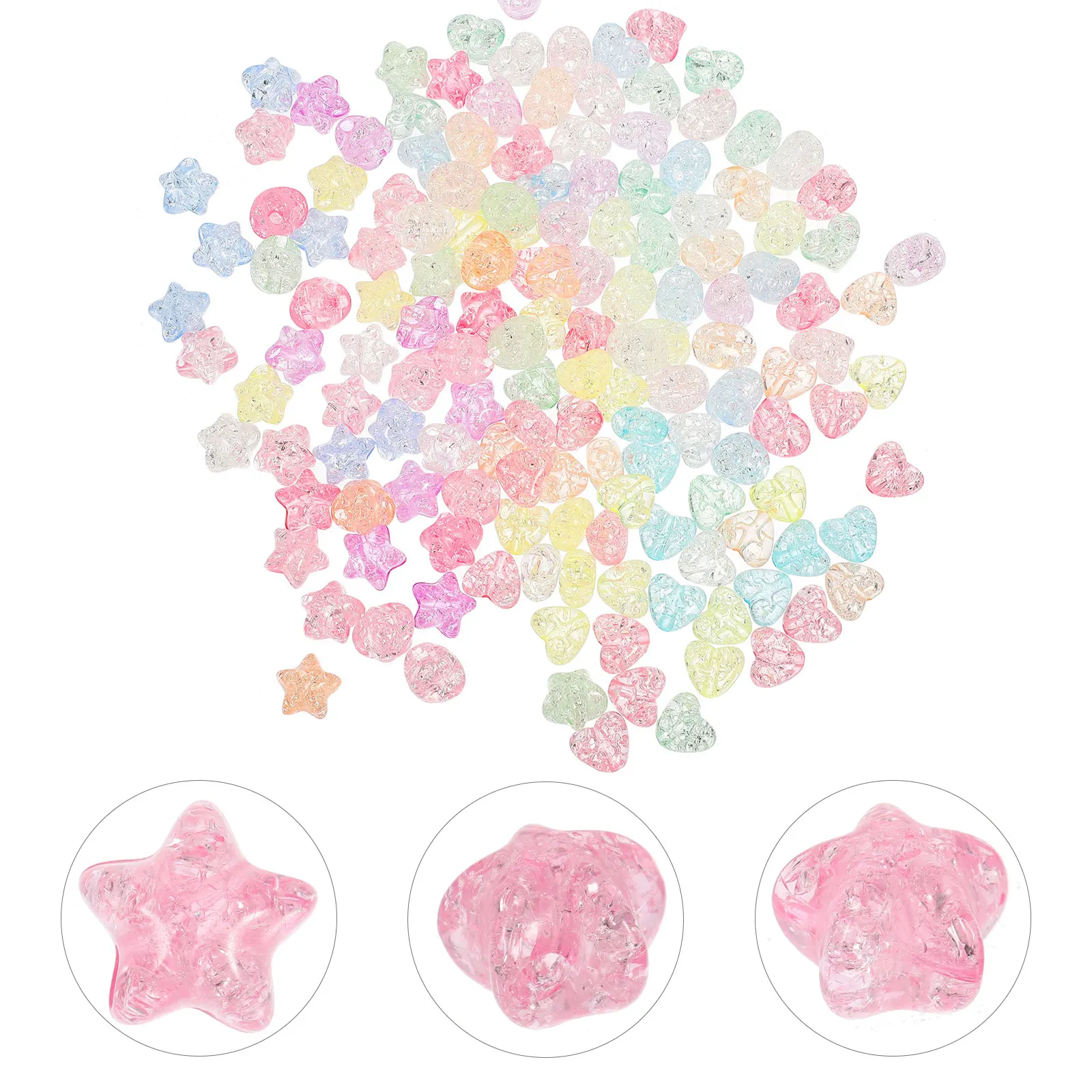 

150pcs Resin Star Giltter Beads Heart Shaped Jewelry Making Crafts Kids Bracelets Anklets Necklace Valentine Gifts