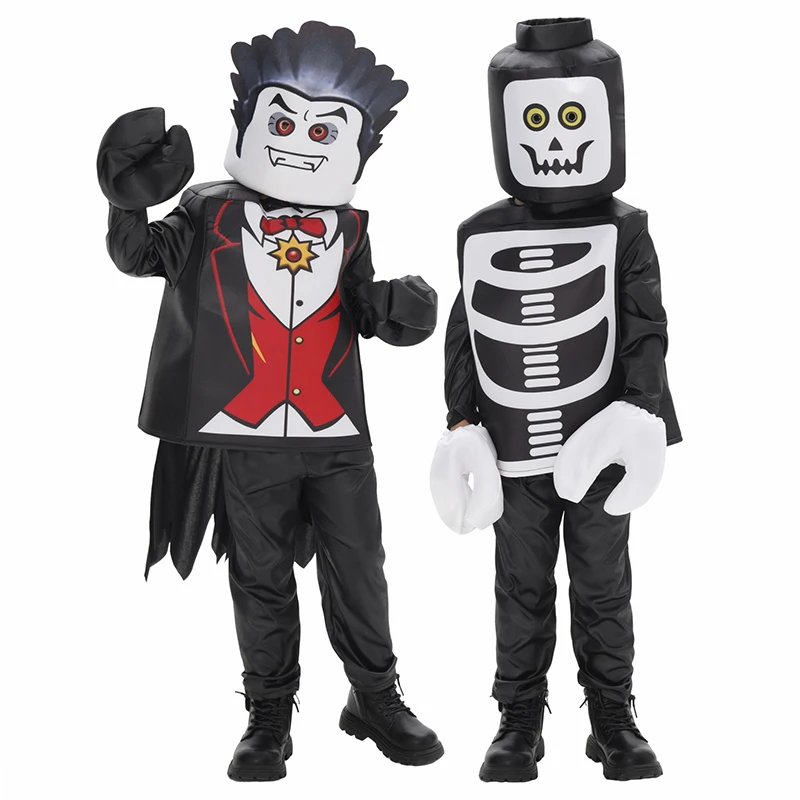 

2025 New Arrival Unisex Boys Brick Lord Vampire Costume Boy Monster Fighter Halloween Suit Cosplay Brick Skeleton Costume