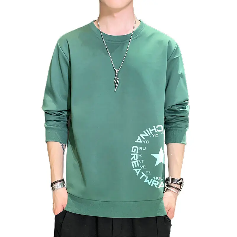 Mn-Pull à Manches sulfet Col Rond pour Homme, Vêtement Décontracté avec Lettres Imprimées PVD, Assressentiavec Tout, Style Jeune et Vitalité,
