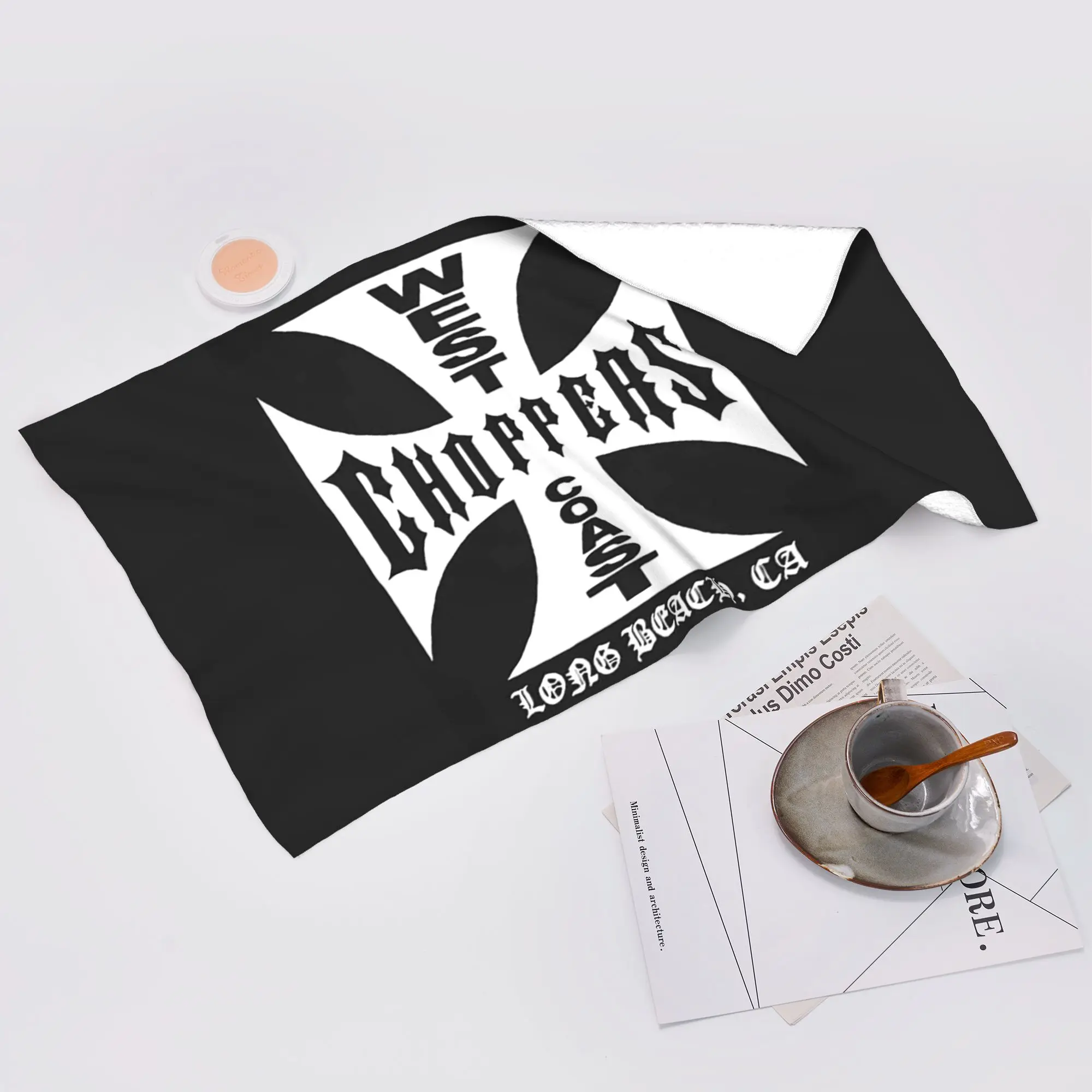 Toalla facial suave Custom West Coast Iron Cross Choppers, toallas de algodón de secado rápido para piscina y baño, transpirables