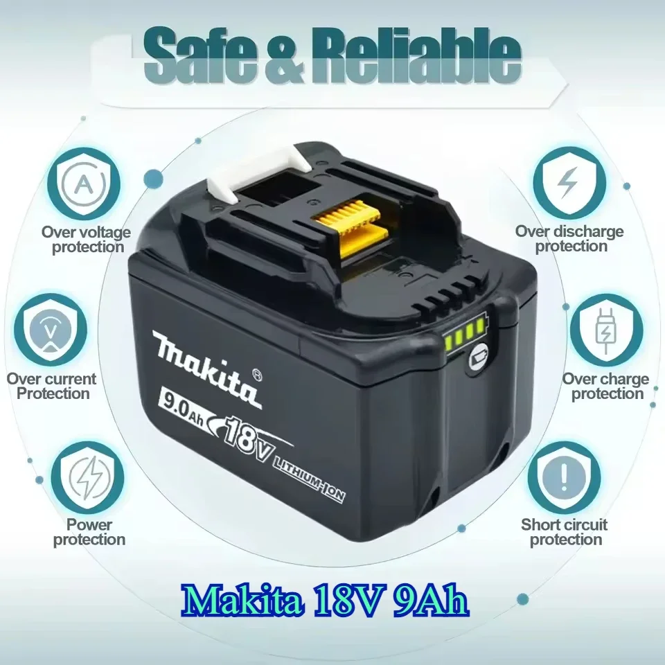 

Makita 9.0Ah original 18V large-capacity tool battery,and the lithium battery replaces LXT BL1860B BL1860 BL1850Equal model.