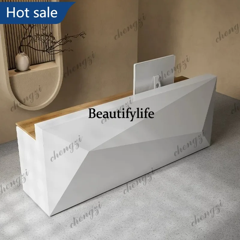 NQ52 Simple modern barber shop checkout page white paint counter company service desk creative front desk office reception desk