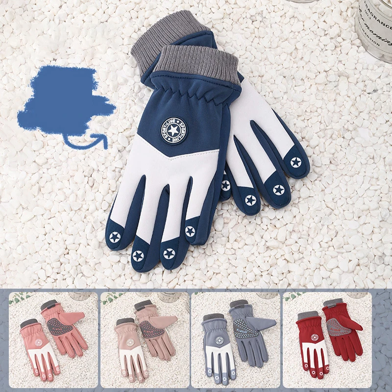 Autumn Winter Cycling Gloves Children 5 to 12 Years Old Boys Ski Gloves Girls Skateboard Warm Kids Non-slip Thick Fleece Gloves