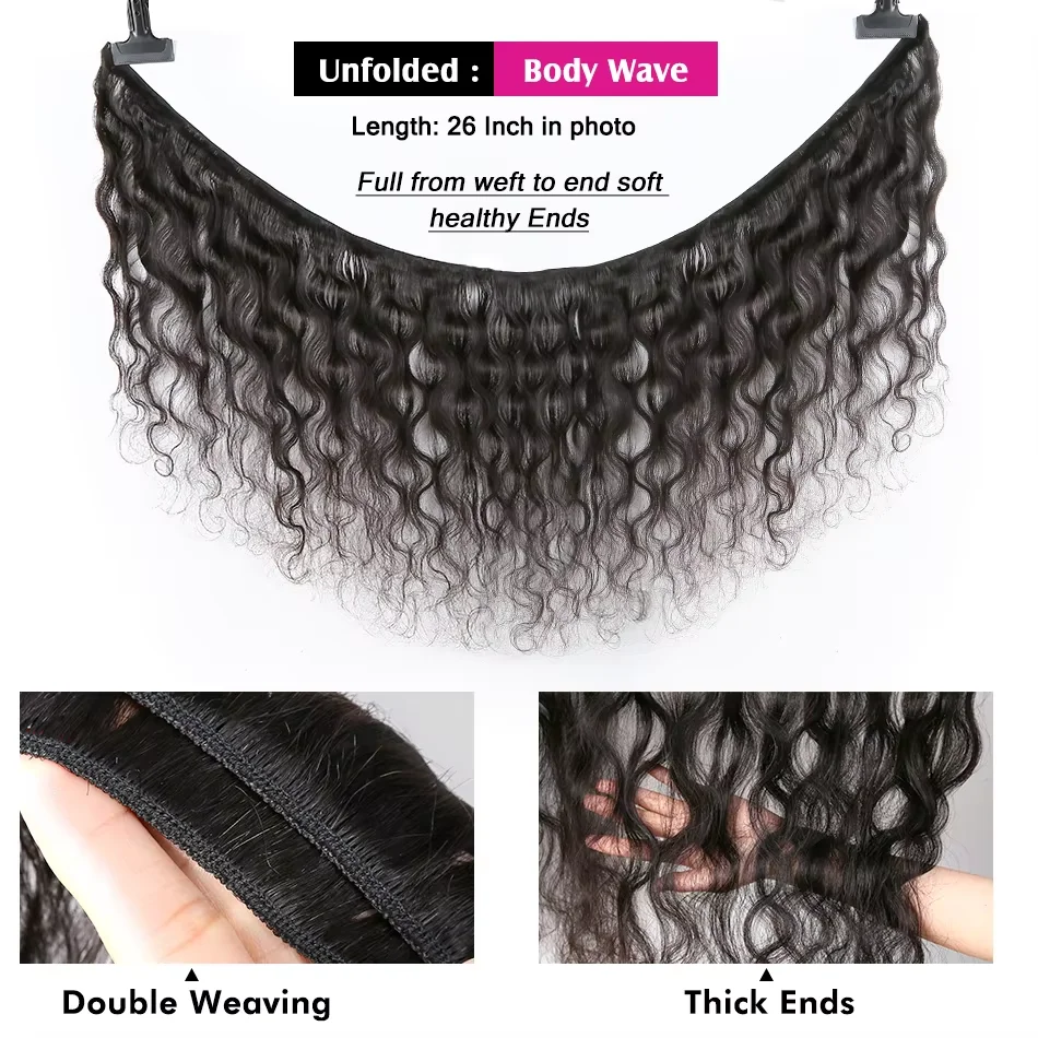 Fotografia 5: Cabelo Humano Virgem Vietnamita Ondulado com Frontal de Renda - 3 Pacotes de Cabelo Humano com Frontal de Renda para Extensões