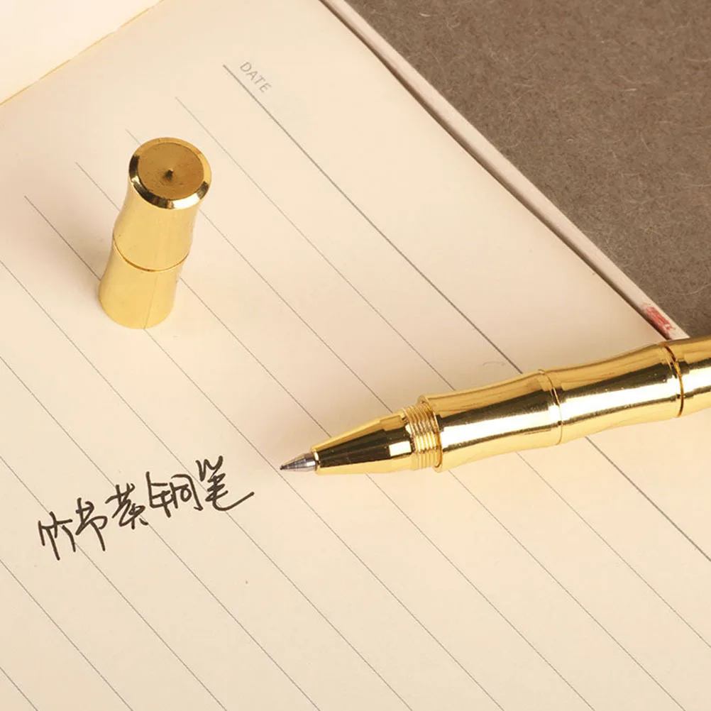 

2 шт., гелевые ручки в стиле ретро, бамбуковые шарнирные дизайнерские латунные ручки для подписи для офиса, домашнего использования, офисные принадлежности