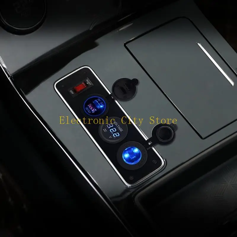 12V Sigaretten Socket Panel & LED -schakelaar Voltmeter voor het opladen mobiele telefoons Tablets GPS Eenvoudig te 4,2A