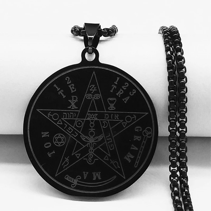 Zeven Aartsengelen Amulet Rvs Kettingen Mannen Zegel van Solomon Talisman Ketting Bescherming Sieraden kraag hombre N1162S2