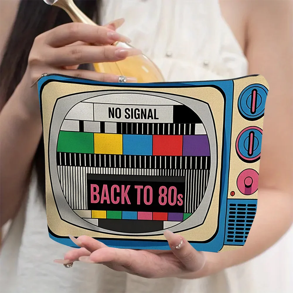 Flat Printing Retro 80S Nostalgia Makeup Bag with Vibrant 