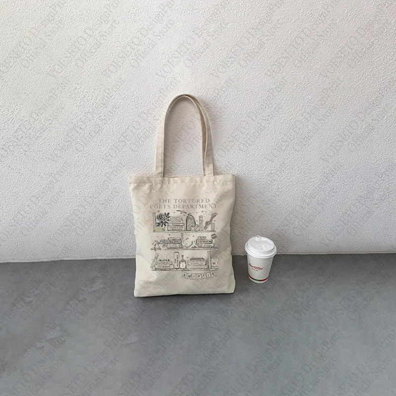 1 pc TTPD New Album The Tortured Poets Department patternTote Bag Canvas Shoulder Bag For Travel Daily