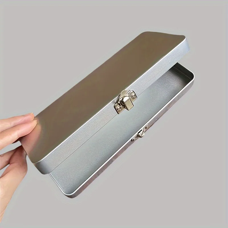Classic Metal Storage Box with Lid - Durable Flip Top Rectangular Organizer for Bills, Cosmetics, And Stationery