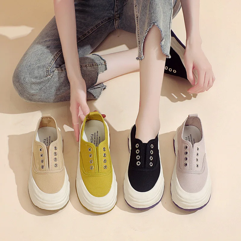 Women One Foot Canvas Shoes Summer New Simple Flat Sole Single Shoes Fashion Breathable Casual Shoes Pregnant Shoes mujer sapato