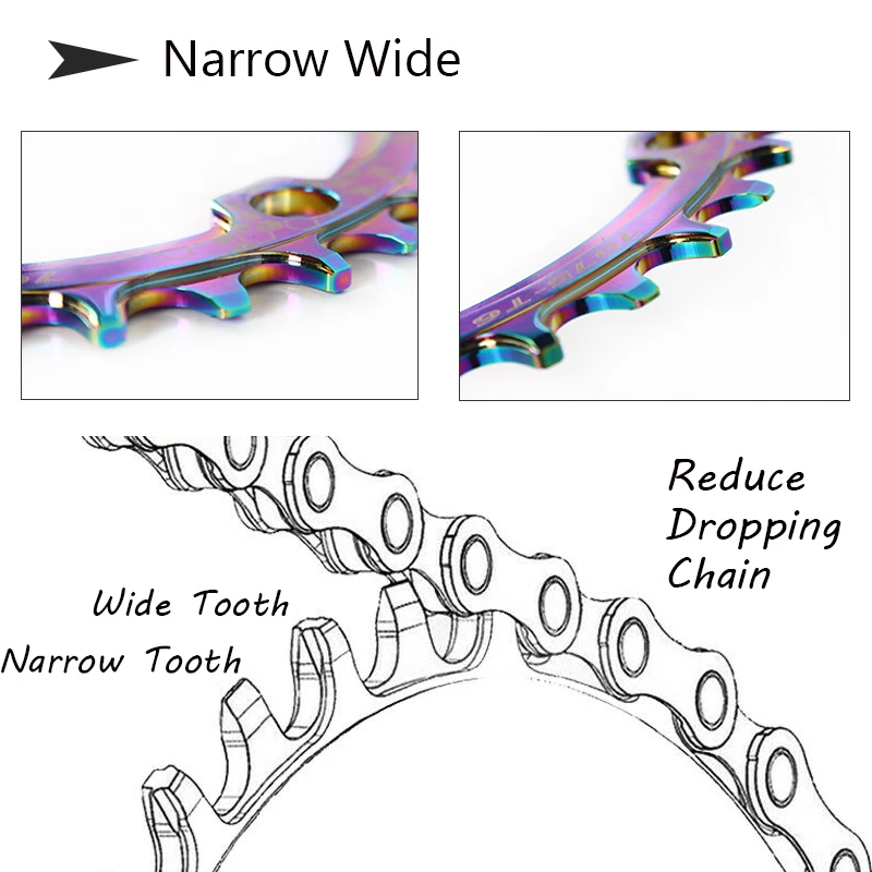 BUCKLOS 104bcd Crown Narrow Wide Chainring 30T 32T 34T 36T 38T Bike Chainring Round Oval MTB Chainwheel Bicycle Part