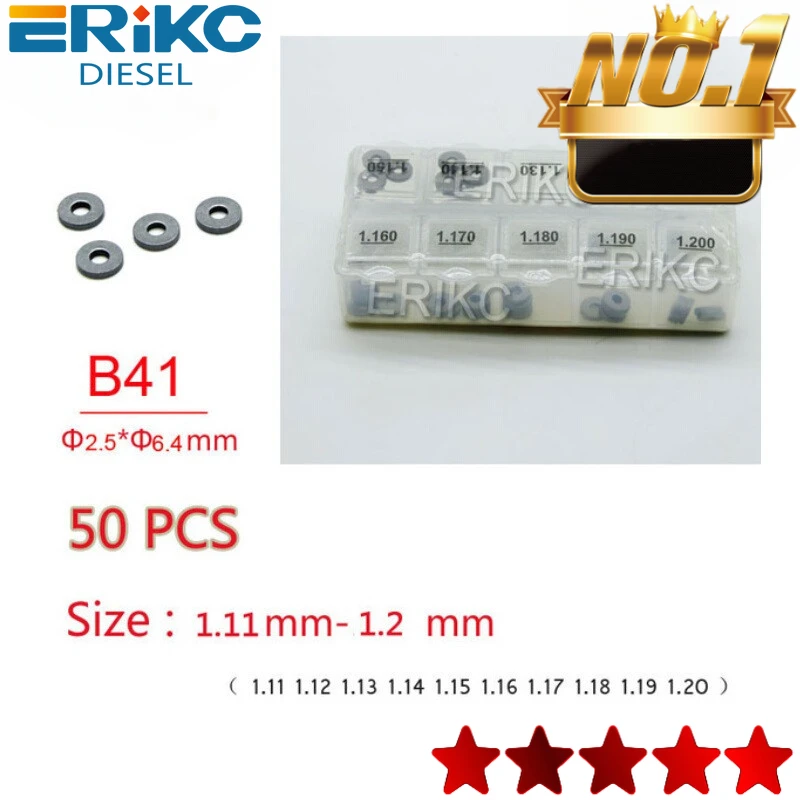 

ERIKC Gaskets Shims B41 Sizes 1.100-1.200mm Common Rail Injector Adjusting 50 Pieces Valve Adjustment Washer