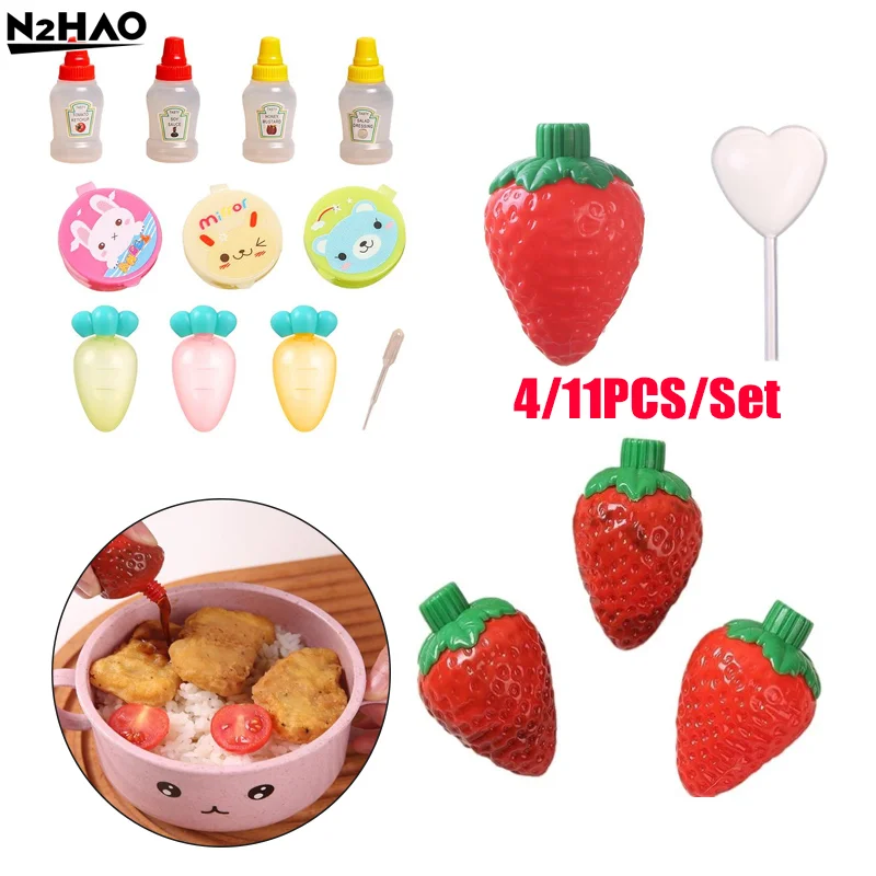 

4/11 шт. мини-бутылка для приправ клубники, бутылки для кемпинга, выдавливания для кетчупа, масла, каранета, соевого соуса, кухонные принадлежности, инструменты для салата