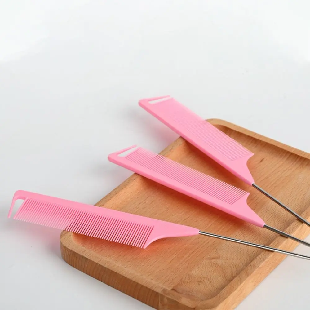 Anti-static Pointed Tail Hair Styling Comb Barber Accessories Fine Tooth Steel Tip Tail Comb Salon Steel Needle Pin Tip Brush