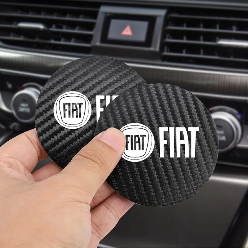 2 Stück Auto-Untersetzer aus Kohlefaser, Getränkehalter-Matte für Fiat 500 Abarth Punto Freemont FR, Auto-Innenausstattung, Dekorative Untersetzer