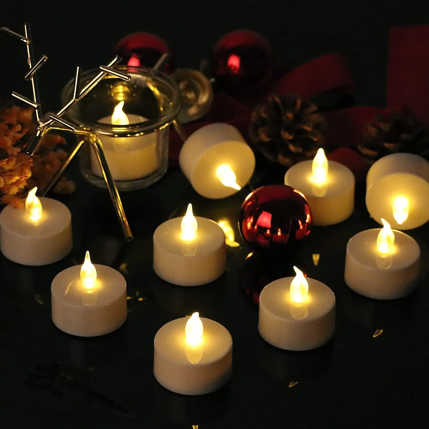12-96 قطعة شمعة LED عديمة اللهب الإبداعية متمنيا Led الشاي ضوء دافئ أبيض عديمة اللهب شمعة هالوين زينة عيد الميلاد ضوء شمعة