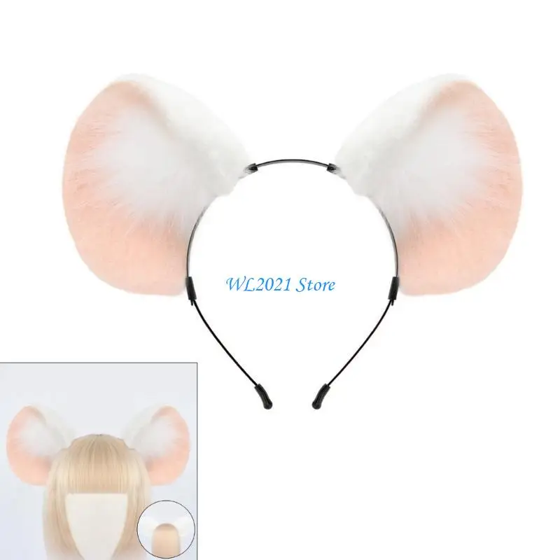 

G5GC Lightweight Plush Mouses Ear Hairband Masquerades Handmade Hairband for Girl