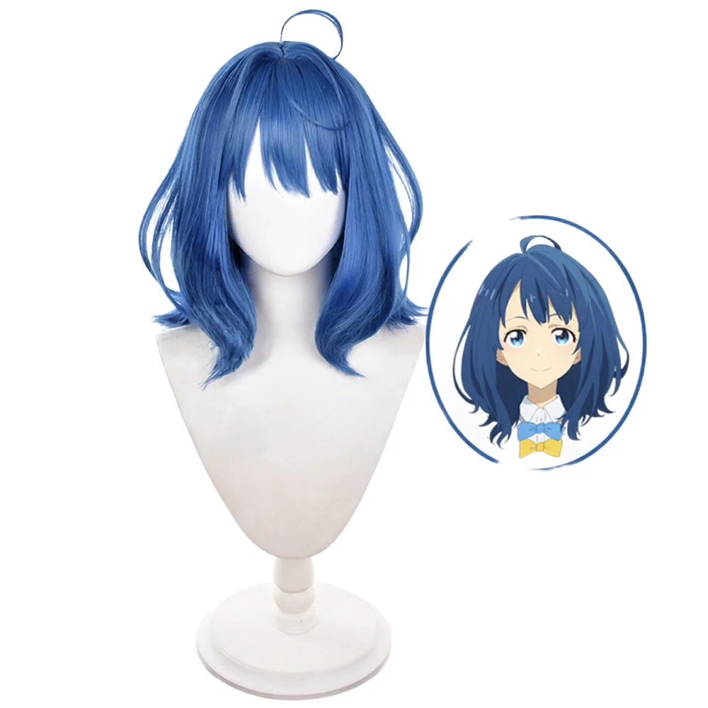 Anna Yanami Cosplay Wig 45cm medium length Blue hair heat resistant synthetic wig for Halloween cosplay