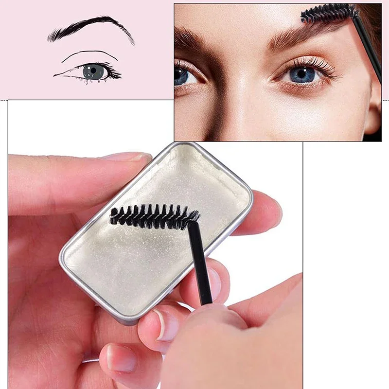 1 pçs natural transparente pomada sobrancelha estilo sabão sobrancelhas gel fixador de cera com escova maquiagem para mulheres cosméticos de sobrancelha